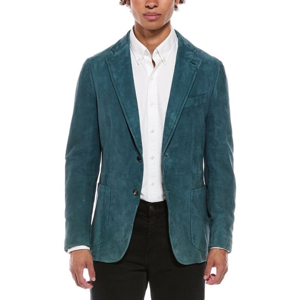 Isaia Mens  Suede Blazer, Grey